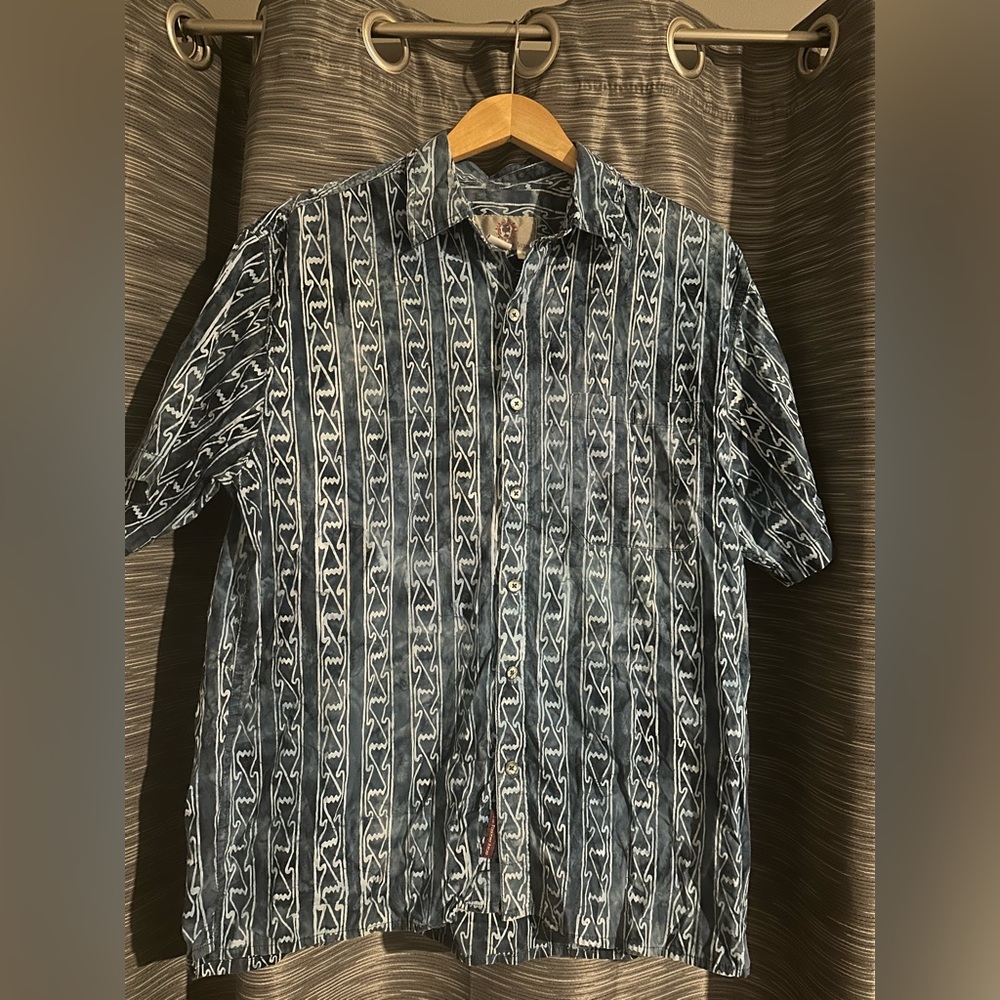 Blue and White Hawaiian Shirt